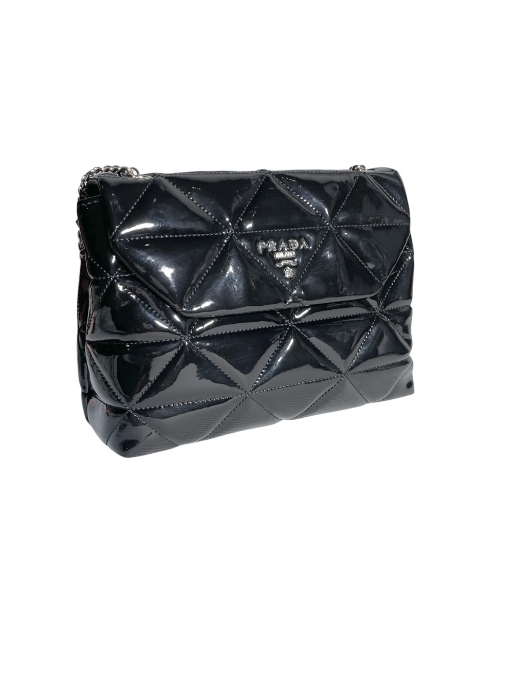🖤 Black Patent Quilted Chain Shoulder Bag 🖤 - Picture 2 of 11